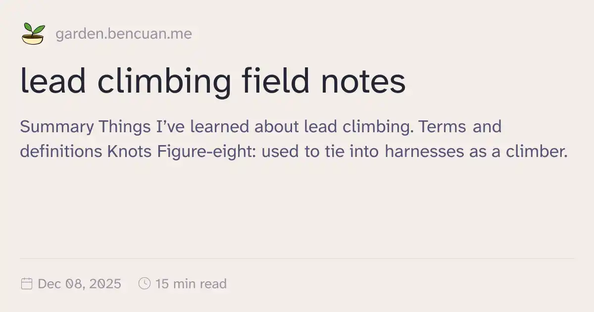lead climbing field notes